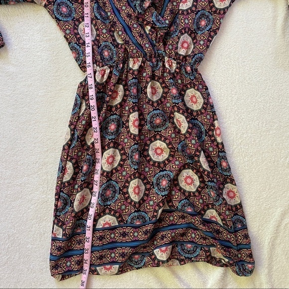 Fraiche by J Colorful Long Sleeve Pattern Ruffle Fit & Flare Dress Women’s Small - Picture 11 of 11